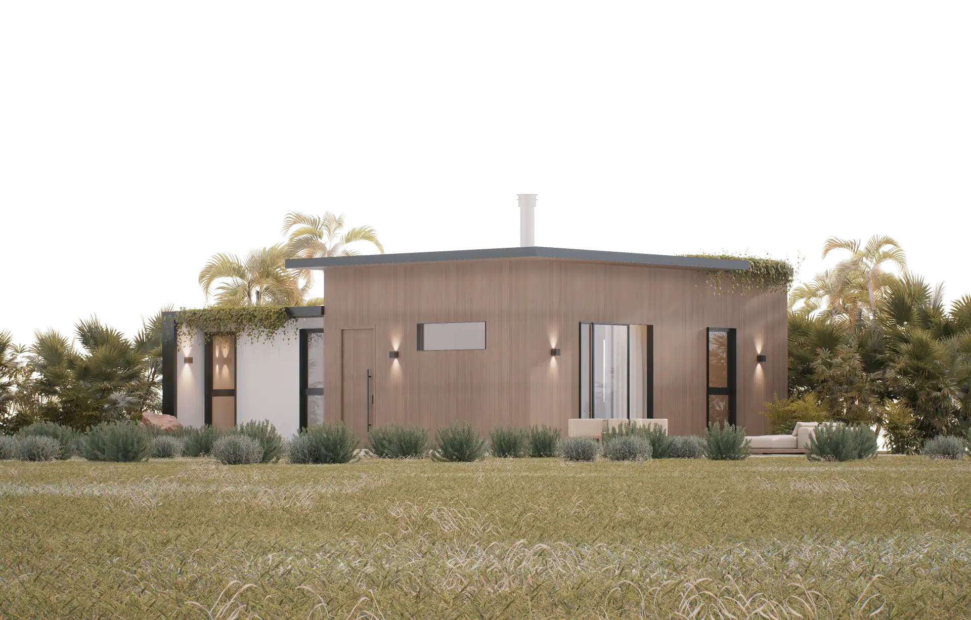 Contemporary villa with modern architectural design by Atelier Roy Chaaya, surrounded by lush greenery.